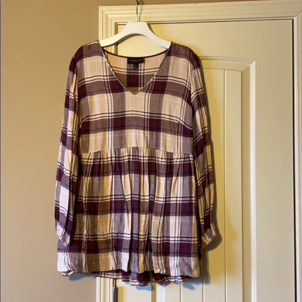 Lane Bryant 14/16 swing, flannel plaid blouse